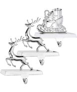 Klikel Reindeer Stocking Holder Set of 3 Deer and Sleigh for Mantel - $432.31 MXN