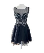 BASIX BLACK LABEL Black Tulle Sequin Cocktail Mini Dress SZ 6 Prom Eveni... - £76.24 GBP