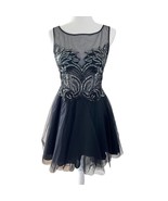 BASIX BLACK LABEL Black Tulle Sequin Cocktail Mini Dress SZ 6 Prom Eveni... - £72.47 GBP