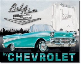 Chevrolet Bel Air Chevy 1957 Retro Car Garage Shop Ad Wall Decor Metal T... - $15.83