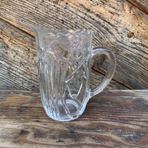 Vintage EAPG Sunburst Clear Glass Mini Pitcher Creamer With Handle 5 1/2” Tall - £6.32 GBP