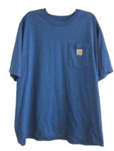 Carhartt T-Shirt Mens XL Blue Loose Fit Short Sleeve Front Pocket Logo Crew Neck - £8.68 GBP