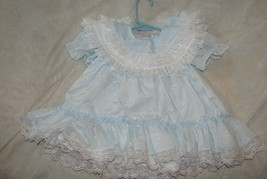 Vintage Miniworld Lace Baby ruffle Party Pageant Dress Blue 12 Mos - £79.12 GBP