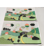 Vinyl hot air balloon train cute bright color country scene vintage plac... - $19.75