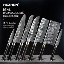 HEZHEN 7 PCS 67 Layers Damascus Steel Japanese Style Kitchen Knives Set - £309.00 GBP