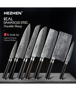 HEZHEN 7 PCS 67 Layers Damascus Steel Japanese Style Kitchen Knives Set - $7,430.59 MXN