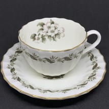  Royal Worcester Engadine Bone China Floral Tea Cup And Saucer Vintage - $24.74