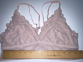 Aerie bra Brown Dusty Rose Lace Halter Bralette Size Large Lovely LOW $ - £13.15 GBP