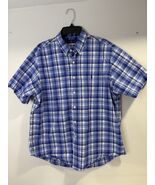 Ralph Lauren Shirt Men XL Blue White Plaid Button Up Camp Preppy Pony - $17.85