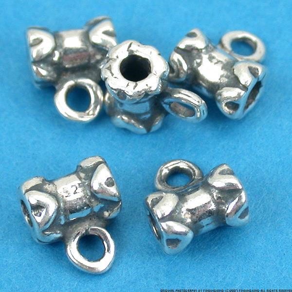 5 St. Silver Small Bali Tube Slider Bail 1mm Hole New - £10.48 GBP
