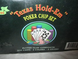 Hummingbird Texas Hold-Em Poker Chip Set 200 Chips 4 Colors with Deck of Cards - £35.42 GBP