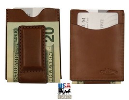 DELUXE MAGNET MONEY CLIP &amp; CARD HOLDER - 4 Leather Colors AMISH HANDMADE... - $53.99