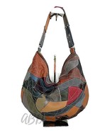 Patchwork Leather Hobo Bag: Handmade Soft Leather Shoulder Purse - $205.00