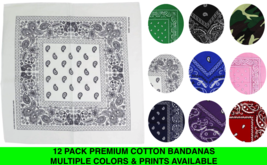 12 Pack Premium Cotton Head Wrap Scarf Bandana Multiple Colors 22&quot; X 22&quot; - $14.80+