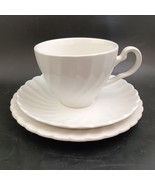 JOHNSON BROS IRONSTONE REGENCY WHITE SWIRL CUP, SAUCER &amp; UNDERPLATE SET ... - $16.00