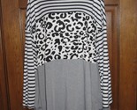 Shein Curve Gray with Black Animal Print &amp; Stripes Pullover Top - Size 2XL - £14.20 GBP