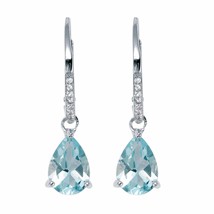 PalmBeach Jewelry 7.13 TCW Sterling Silver Pear Cut Genuine Blue Topaz and Cubic - £31.91 GBP
