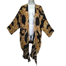 dilemma dhun shroff art to wear 100% silk black gold Kimono cardigan - $69.29