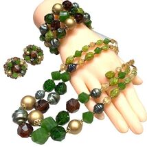 Vintage Green German Lucite Parure  Set Necklace 16.5” - €51,88 EUR
