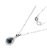 Heated Pear Natural Blue Sapphire 8x6mm White Topaz 925 Sterling Silver ... - £98.55 GBP