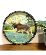 James L Artig Moose Tray Decorative Plate Platter Moose 1960s 11&quot; Rustic... - $24.20