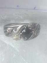 Black Hills Gold Ring onyx wedding leaves band size 9 sterling silver me... - $2,737.28 MXN