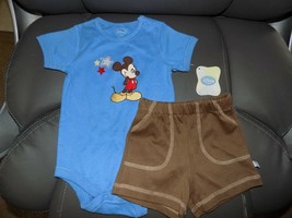 Disney Mickey Mouse 2pc Short outfit Size 3/6 Months Boy&#39;s NEW - £14.26 GBP