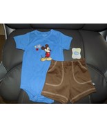 Disney Mickey Mouse 2pc Short outfit Size 3/6 Months Boy&#39;s NEW - $413.05 MXN