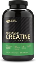 Optimum Nutrition Micronized Creatine Capsules, 2.5g, 200 Capsules, Exp ... - $49.95