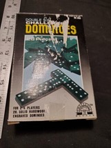 Dominoes Double Six Challenge Dominoes in Original Box 28 Black White Wood Tiles - £4.50 GBP