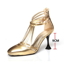 Sexy Women High Heels Gold Party Wedding Shoes Woman Pointed Toe Genuine Leather - £81.54 GBP