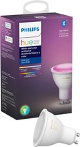 Philips - Hue GU10 Bluetooth 50W Smart LED Bulb - White and Color Ambiance - $76.99