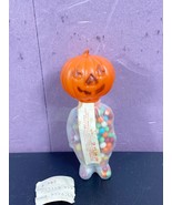 Rosen Halloween Pumpkin Head Jack O Lantern Candy Container Full Vintage - £23.34 GBP