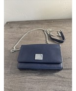 LAUREN RALPH LAUREN WALLET Blue Leather CHAIN BAG Silver - $34.87