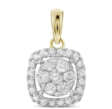 0.25 Cttw Round Diamond Cushion Cluster Pendant Charm 14k Yellow Gold - $444.51