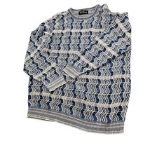 Vintage Alan Stuart Men Knit Sweater Made In USA Cosby Coogi Style 3D Y2K 90s XL - £23.33 GBP