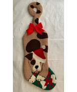 Hooked Yarn Hanging Tail Puppy Dog Christmas Stocking Needlepoint Rug  18” - $748.63 MXN