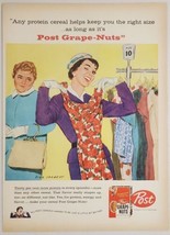 1958 Print Ad Post Grape Nuts Cereal Lady Admires Dress Drawn by Dick Sargent - £13.87 GBP
