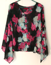 Jennifer Lopez blouse size L women flower print sheer - $12.03