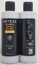 (2 Ct) Arteza Pouring Acrylic Colors Premium Silver Gray A002 8 Fl Oz - £16.61 GBP