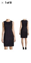 Karl Lagerfeld Black Dress Chain Collar Sleeveless Size 14 Sheath - £29.82 GBP