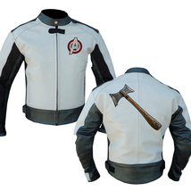 Avengers Motorcycle Leather Jacket with Avenger Graphic. Protective Cowhide Gear - $219.99