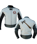 Avengers Motorcycle Leather Jacket with Avenger Graphic. Protective Cowhide Gear - $219.99