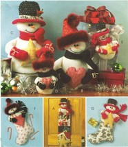 Stuffed Christmas Snowman Card Holder Centerpiece Ornament Stocking Sew Pattern - £11.15 GBP