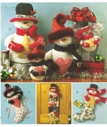 Stuffed Christmas Snowman Card Holder Centerpiece Ornament Stocking Sew ... - $13.99
