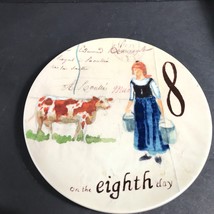 Williams Sonoma 8 maids a milking dessert Plate 12 Days of Christmas 8th... - $23.75