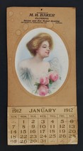1912 Antique Wall Calendar Harrisburg Pa M H Baker Plumbing Pretty Lady Art - £114.72 GBP