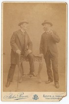 Antique c1880s Cabinet Card Two Stylish German Men Smoking Cigars Lahr, Germany - £14.54 GBP