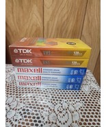 Lot of 5 NEW Factory Sealed Blank VHS Tapes TDK Maxell 6 Hour T-120 - $34.79 CAD