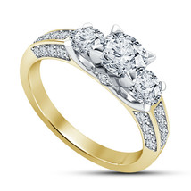 Ladies 1.40 Ct Round Diamond Engagement Wedding Bridal Ring 14K Yellow Gold Over - £55.37 GBP